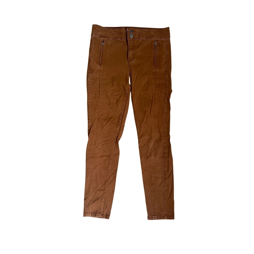 LOFT Brown Ponte Pants size 8 Zip Pocket Minimalist Office Chic Preppy Casual